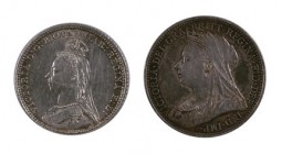 1888-1897. Gran Bretaña. Victoria. 4 peniques. (Kr. 772 y 778). AG. Lote de 2 monedas. EBC-.