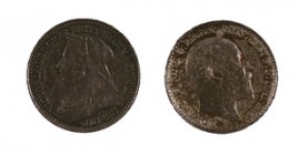 1901-1902. Gran Bretaña. Victoria y Eduardo VII. 1 penique. (Kr. 775 y 795). AG. Lote de 2 monedas. EBC/EBC+.