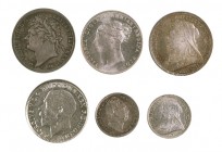 1826 a 1919. Gran Bretaña. 1 (dos) y 3 (cuatro) peniques. Lote de 6 monedas procedentes de Moundy Sets. A examinar. EBC/S/C.
