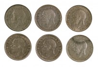 1931-1936. Gran Bretaña. Jorge V. 3 peniques. (Kr. 831). AG. Lote de 6 monedas. EBC.