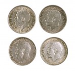 1911, 1915, 1916 y 1918. Gran Bretaña. Jorge V. 6 peniques. (Kr. 815). AG. Lote de 4 monedas. MBC+/EBC.