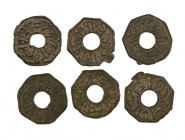(s. XIX). Indonesia. Palembang. Tin Pitis. (Millies 193-198). Lote de 6 monedas en bronce. MBC-/MBC.