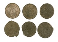 (s. XIX). Indonesia. Palembang. Tin Pitis. (Millies 200). Lote de 6 monedas en bronce. MBC/MBC+.