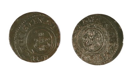 1653. Livonia. Cristina. 1 sólido. Lote de 2 monedas en plata. MBC-/MBC.