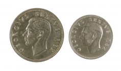 1952. Sudáfrica. Jorge VI. 2 1/2 y 5 chelines. Lote de 2 monedas en plata. MBC/EBC+.