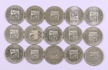 1960. Venezuela. 25 céntimos. AG. Lote de 15 monedas. A examinar. EBC+/S/C.