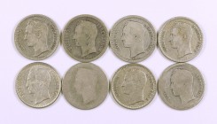 1935-1954. Venezuela. 50 céntimos. AG. Lote de 8 monedas. A examinar. MC/MBC+.