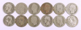 1911-1954. Venezuela. 1 bolívar. AG. Lote de 12 monedas. A examinar. BC-/MBC+.