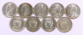 1960. Venezuela. 1 bolívar. AG. Lote de 9 monedas. A examinar. EBC/S/C.
