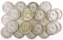 1879-1936. Venezuela. 5 bolívares. AG. Lote de 22 monedas. A examinar. BC/EBC+.