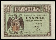 1938. Burgos. 1 peseta. (Ed. D28a). 28 de febrero. Serie F. Leve doblez en una esquina. EBC+.