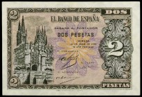 1938. Burgos. 2 pesetas. (Ed. D30a) (Ed. 429a). 30 de abril. Serie E. S/C-.
