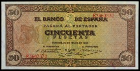 1938. Burgos. 50 pesetas. (Ed. D32a) (Ed. 431a). 20 de mayo. Serie E. S/C-.