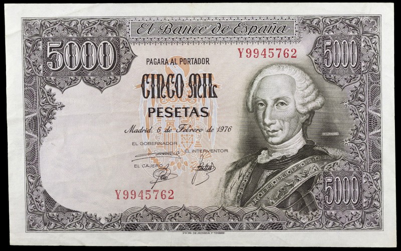 1976. 5000 pesetas. (Ed. E1a) (Ed. 285a). 6 de febrero, Carlos III. Serie Y. MBC...