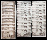 100 pesetas. Lote de 10 billetes correlativos de Romero de Torres 5 abril 1953, serie 1H y 20 billetes correlativos de 1965 19 de noviembre, serie 1N....