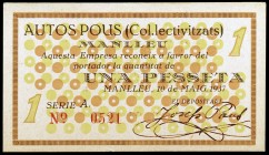 Manlleu. Autos Pons - Colectivitzats. 1 peseta. (AL. 2963). Escaso. EBC.