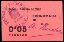 Vic. Prisión Provincial. 5 céntimos. (AL. falta). Cartón. Postguerra. EBC.