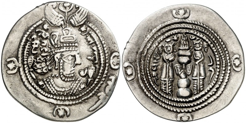 Año 31 (591 d.C.). Imperio Sasánida. Kushru II. VH (Veh Andew Shahpuhr). Dracma....