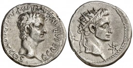 (37 d.C.). Calígula y Augusto. Denario. (Spink 1808) (S. 11) (RIC. 2). 3,67 g. Rara. MBC+.