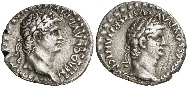 (64 d.C.). Nerón y Claudio. Capadocia Cesarea. Dracma. (Spink 2057) (S. 3a) (RIC...
