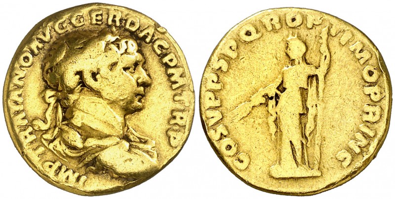 (107 d.C.). Trajano. Áureo. (Spink 3087) (Co. 65 var) (RIC. 109 var) (Calicó 996...