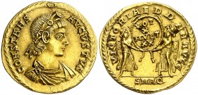 (346-348 d.C.). Constante. Aquileia. Sólido. (Spink 18424) (Co. 171) (RIC. 135). 4,65 g. Escasa. EBC-.