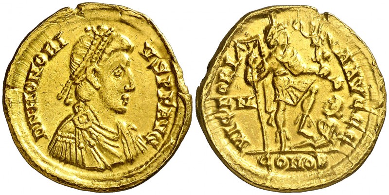 (402-403 d.C.). Honorio. Mediolanum. Sólido. (Spink 20916) (Co. 44) (RIC. 1206c)...