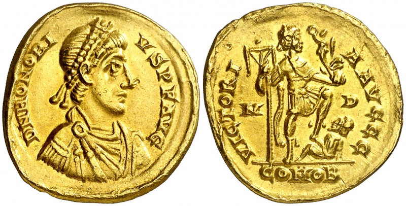 (402-403 d.C.). Honorio. Mediolanum. Sólido. (Spink 20916) (Co. 44) (RIC. 1206d)...