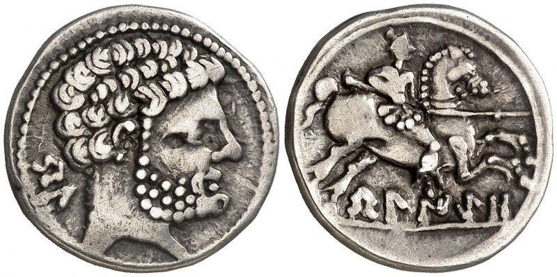 Beligio (Belchite). Denario. (FAB. 242) (ACIP. 1430). 3,66 g. Muy escasa. MBC.