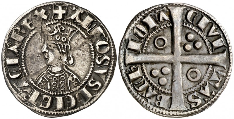 Alfons II (1285-1291). Barcelona. Croat. (Cru.V.S. 331) (Cru.C.G. 2148). 3 g. MB...