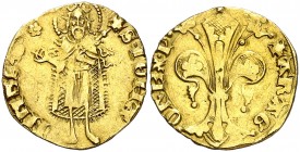 Pere III (1336-1387). Barcelona. Florí. (Cru.V.S. 389) (Cru.Comas 22) (Cru.C.G. 2210). 3,49 g. Marca: rosa de puntos. Ex Áureo 20/10/1999, nº 1341. MB...