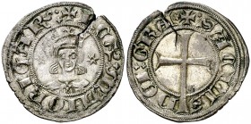 Sanç I de Mallorca (1311-1324). Mallorca. Dobler. (Cru.V.S. 547) (Cru.C.G. 2515b). 1,71 g. Grieta. Buen ejemplar. (EBC-).