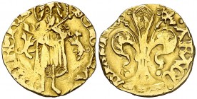 Alfons IV (1416-1458). Mallorca. Mig florí. (Cru.V.S. 803) (Cru.Comas 111) (Cru.C.G. 2860a). 1,70 g. Marca: perros. Ex Áureo 24/10/2000, nº 404. MBC-....