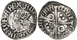 Alfons IV (1416-1458). Barcelona. Croat. (Cru.V.S. 817.1) (Cru.C.G. 2863). 3,11 g. Las letras N y O de NONA parecen solapadas una encima de la otra y ...