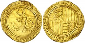 Alfons IV (1416-1458). Nàpols. Alfonsí d'or. (Cru.V.S. 883) (Cru.C.G. 2928) (MIR. 53). 5,22 g. Rara. MBC+.