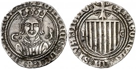 Joan II (1458-1479). Zaragoza. Real. (Cru.V.S. 990) (Cru.C.G. 3028). 3,32 g. Algo recortada. Ex Áureo 20/04/2005, nº 224. Muy rara. MBC.