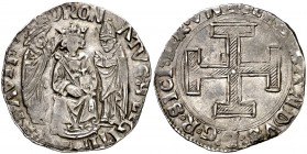 Ferran I de Nàpols (1458-1494). Nàpols. Coronat. (Cru.V.S. 1002) (Cru.C.G. 3411) (MIR. 66/6). 3,46 g. Bonita pátina. Ex Áureo 26/04/1994, nº 634. Esca...