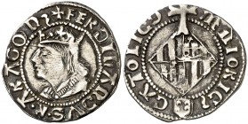 Ferran II (1479-1516). Mallorca. Ral. (Cru.V.S. 1180 var) (Cru.C.G. 3094 var). 2,17 g. Buen ejemplar. Escasa así. MBC+.
