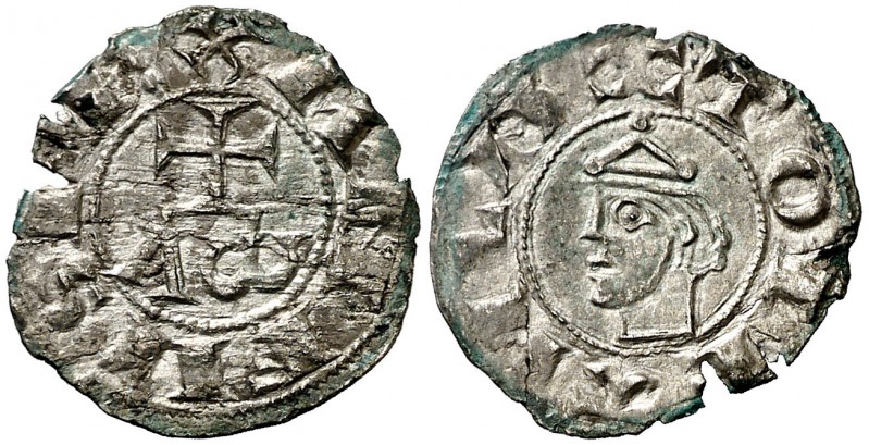 Alfonso VII (1126-1157). Toledo. Dinero. (AB. 49) (M.M. A7:2.6). 0,71 g. Cospel ...