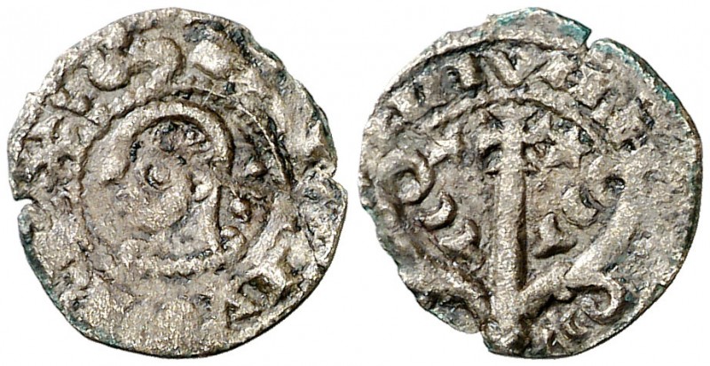 Sancho el Sabio (1150-1194). Navarra. Óbolo. (Cru.V.S. 223). 0,31 g. Cospel algo...