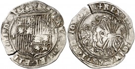 Reyes Católicos. Toledo. M. 2 reales. (Cal. 279). 6,83 g. Rara. MBC-.