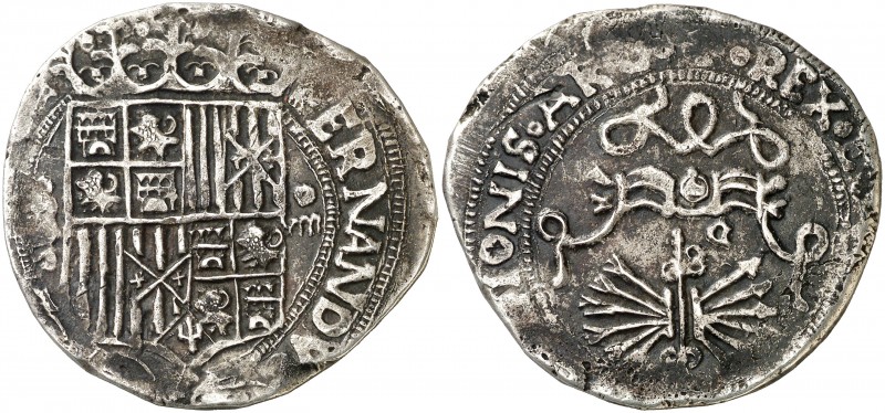 Reyes Católicos. Sevilla. 8 reales. (Cal. 188). 26,14 g. Acuñación bajo Carlos I...