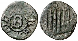 s/d. Carlos I. Barcelona. 1 malla. (Cal. 150, de Fernando II) (Cru.C.G. 4118). 0,75 g. Rara. MBC.