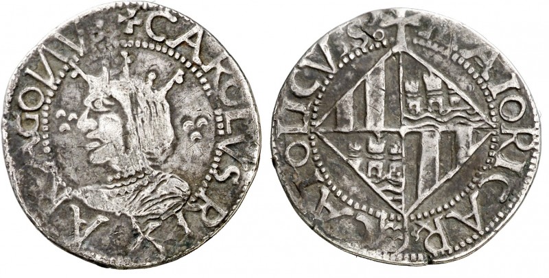 s/d. Carlos I. Mallorca. 1 ral. (Cal. 42) (Cru.C.G. 4128). 2,19 g. Busto propio....