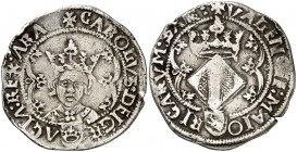 s/d. Carlos I. Valencia. 2 rals. (Cal. 34) (Cru.C.G. 4150 var). 5,17 g. Escasa. MBC.