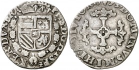 1593. Felipe II. Amberes. 1/20 de escudo felipe. (Vti. 796) (Vanhoudt 310.AN). 3,07 g. MBC+.