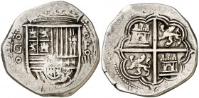 s/d. Felipe II. Granada. F. 4 reales. (Cal. 297). 13,45 g. Armas de Flandes y Tirol intercambiadas. MBC-.