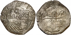 * s/d. Felipe II. Potosí. 8 reales. 26,06 g. Ensayador no visible. Moneda exenta de pago de tasas de exportación. This coin is exempt from any export ...