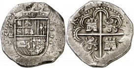 1591/0. Felipe II. Sevilla. H. 8 reales. (Cal. 245). 27,17 g. Rara. MBC-/MBC.