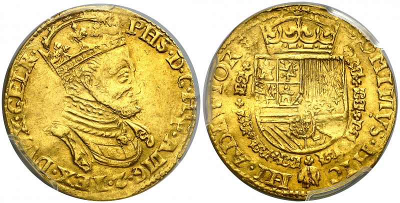 s/d (1555-1576). Felipe II. Nimega. 1 real de oro. (Vti. 1466) (Vanhoudt 261.NIJ...